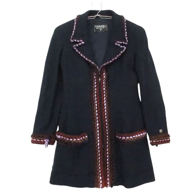 Chanel Vintage Star Coat Tweed Zip Jacket Trimmed Navy in Navy Tweed from The Reluxe, photo 1 of 1
