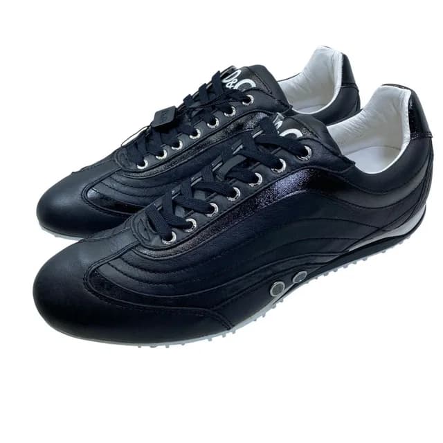 Dolce & Gabbana Swan Low-Cut Sneakers Logo Leather Black Street Mode Italy 42 in Black Leather from The Reluxe, photo 1 of 1