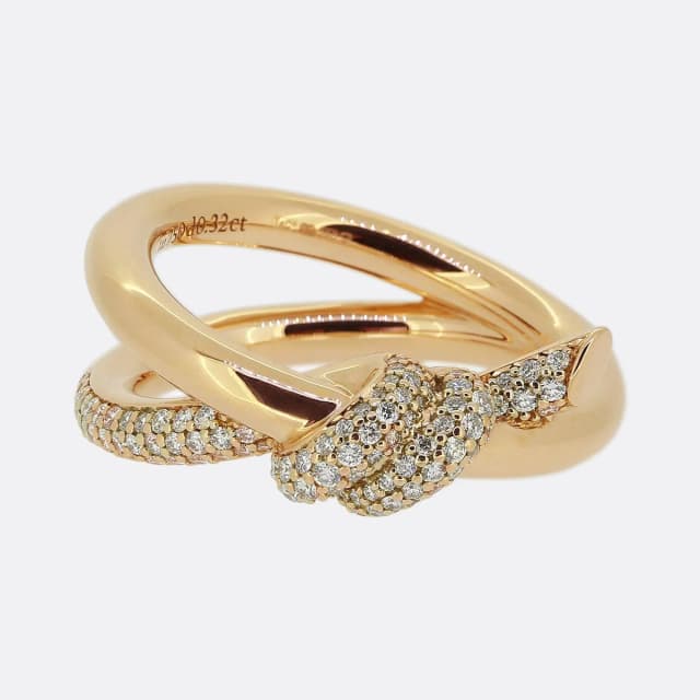 Tiffany & Co. Knot Double Row Diamond Ring in Woven leather from The Vintage Jeweller, photo 1 of 1