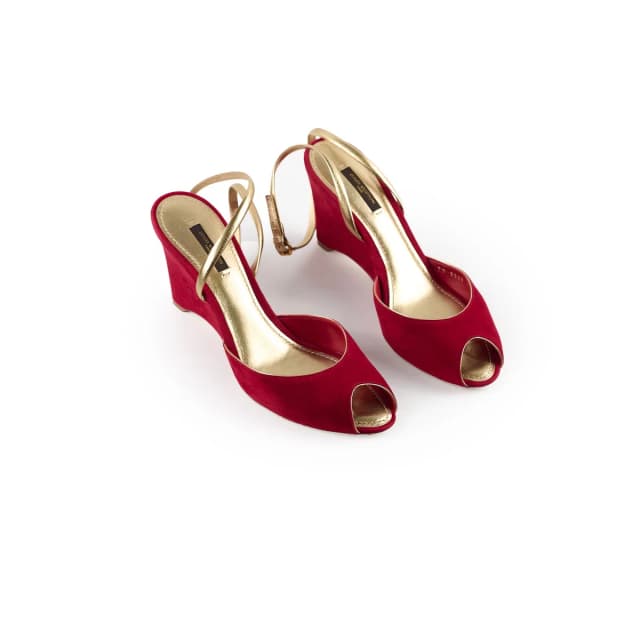 Louis Vuitton Wedge Heels Size 40 in Red Suede from The Purse Affair, photo 1 of 1