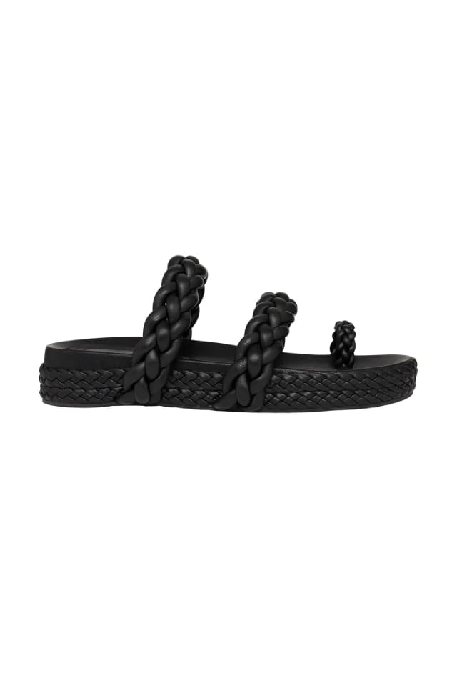 AJE Promenade Braided Chunky Slide in BLACK, image 1 of 1 from Aje