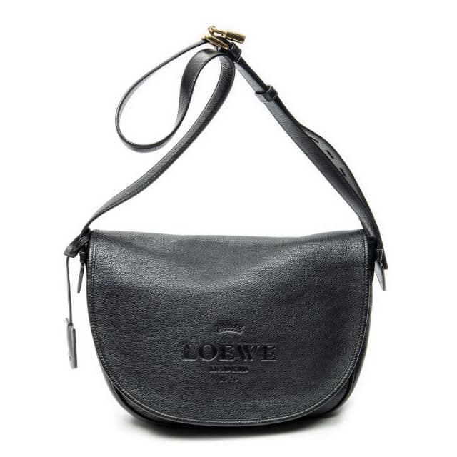 Loewe Heritage Flap Bag Messenger Black Grain Calfskin Leather in Black Calfskin from The Reluxe, photo 1 of 1
