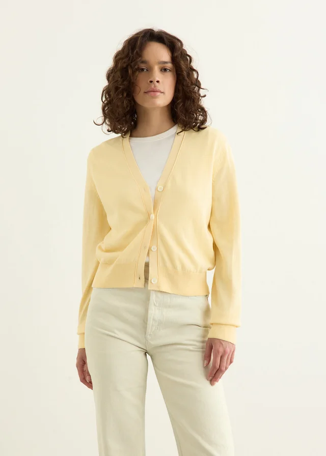 A.P.C. Cotton Cardigan in DAB LIGHT YELLOW, image 1 of 1 from Incu