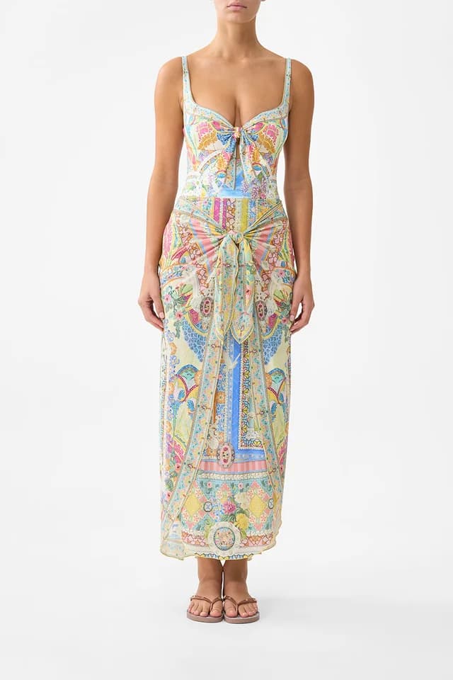 Camilla eBoutique LAYERED LONG SARONG SKIRT WITH TIE FRONT NAVÀS NOUVEAU, image 1 of 1 from CAMILLA