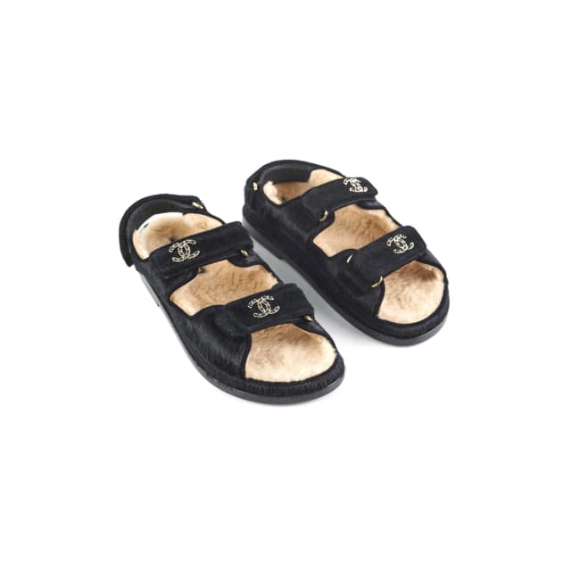 Chanel Calf Hair Sandals Black 36 2023 in Black Leather from The Purse Affair, photo 1 of 1