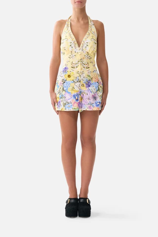 Camilla eBoutique BUTTON FRONT HALTER PLAYSUIT DARLING BUDS, image 1 of 1 from CAMILLA