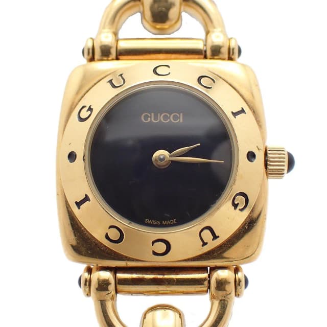 Gucci Quartz Watch Gold Black Dial Leather Strap Pawn in Black Leather from The Reluxe, photo 1 of 1