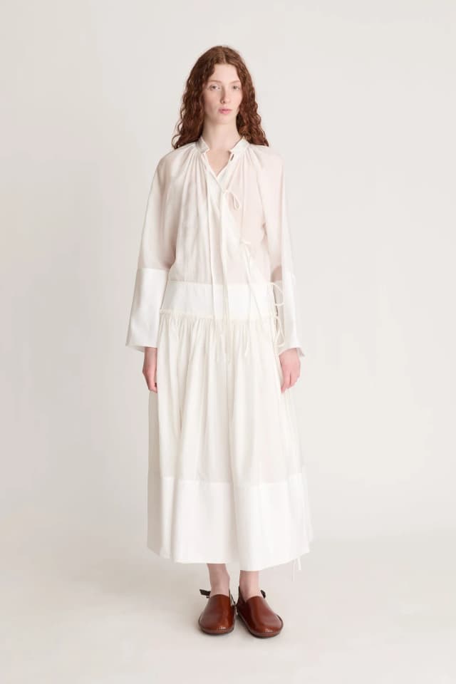 Lee Mathews Ondine Wrap Dress in Natural, image 1 of 1 from Lee Mathews