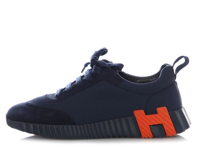 Hermès Marine Bouncing Sneakers in Navy Suede from Ann's Fabulous Finds, photo 1 of 1