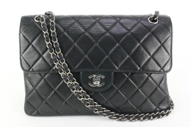 Chanel Black Quilted Lambskin Jumbo Double Flap Classic Bag in Black Lambskin from Bagriculture, photo 1 of 1