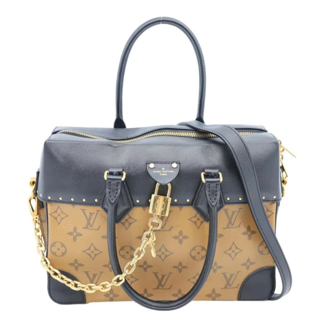 Louis Vuitton City Malle MM Reverse Monogram Shoulder Bag Black in Black Coated canvas from Dallas Designer Handbags, photo 1 of 1