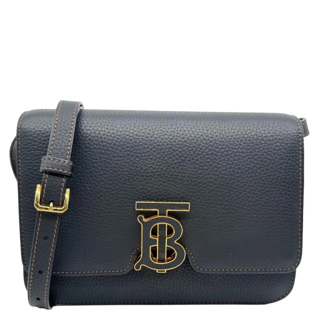 Burberry TB Small Grained Calfskin Leather Shoulder Bag Black in Black Caviar leather from Dallas Designer Handbags, photo 1 of 1
