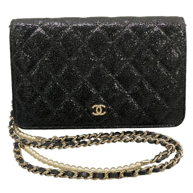 Chanel Wallet Quilted Black Chain Leather Shoulder Bag in Black Leather from The Reluxe, photo 1 of 1