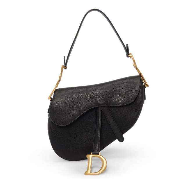Dior Grained Calfskin Saddle Bag in Black Caviar leather from Blue Spinach, photo 1 of 1