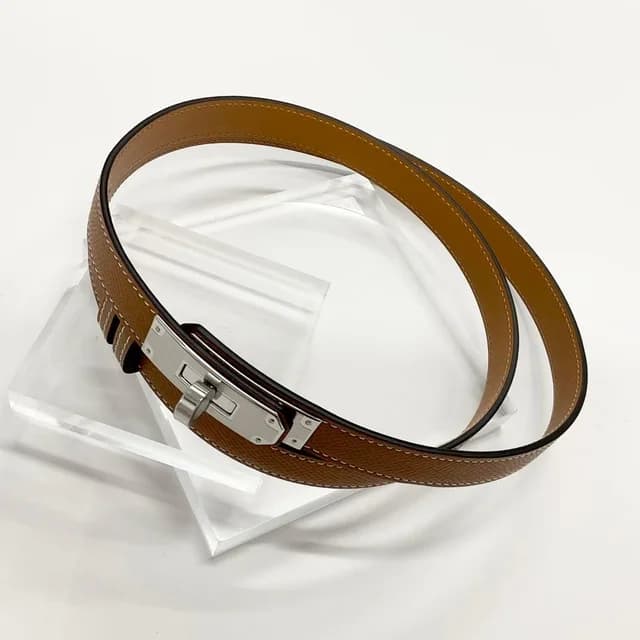 Hermès Leather Kelly 18 Belt Veau Gold Silver in Gold Calfskin from The Reluxe, photo 1 of 1
