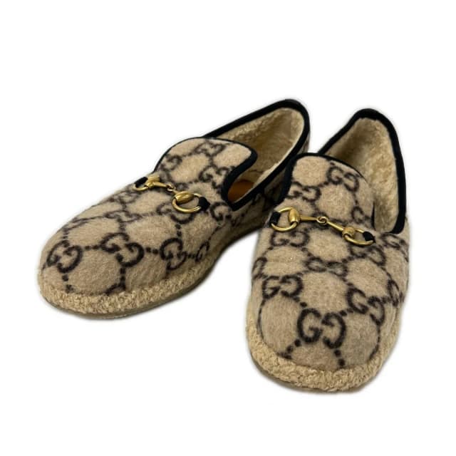 Gucci GG Wool Inner Fleece Horsebit Loafers in Wool from The Reluxe, photo 1 of 1
