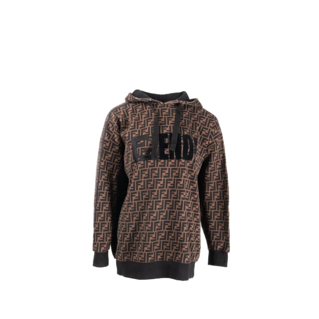 Fendi Size S FF Zucca Hooded Sweatshirt Cotton Brown/Black in Black from EMIER, photo 1 of 1