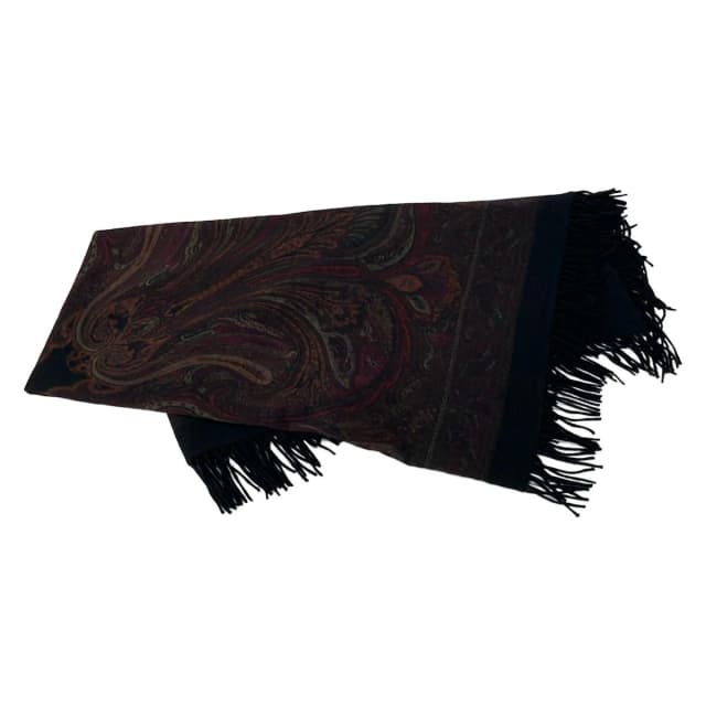 Loro Piana Black Dark Brown Multi Paisley Pattern Cashmere in Black Cashmere from The Reluxe, photo 1 of 1