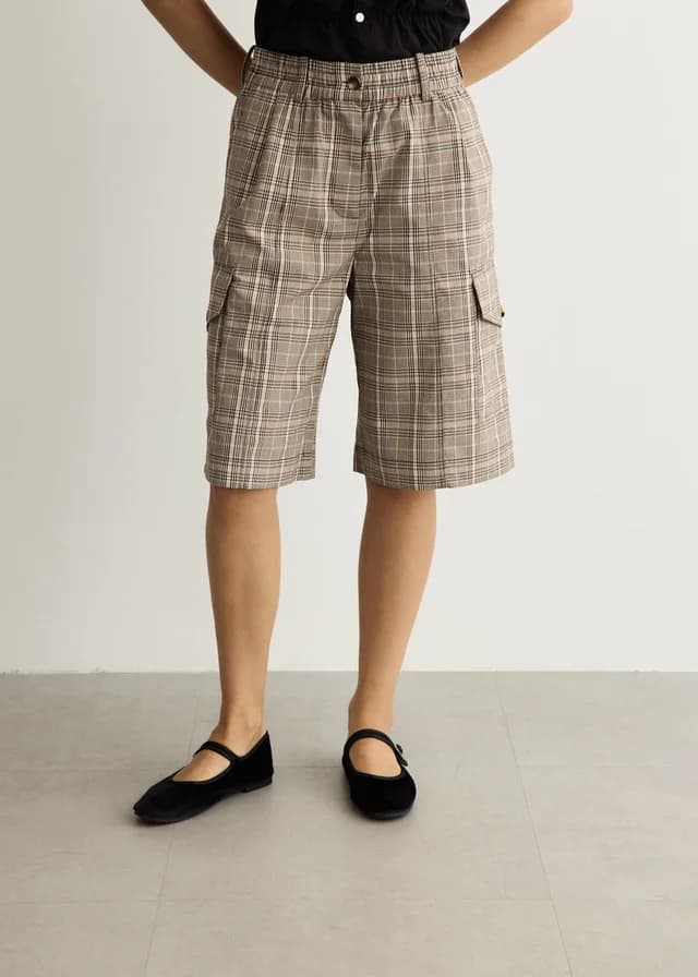 Baum und Pferdgarten Neeto Shorts in Brown Mini Check, image 1 of 1 from Incu