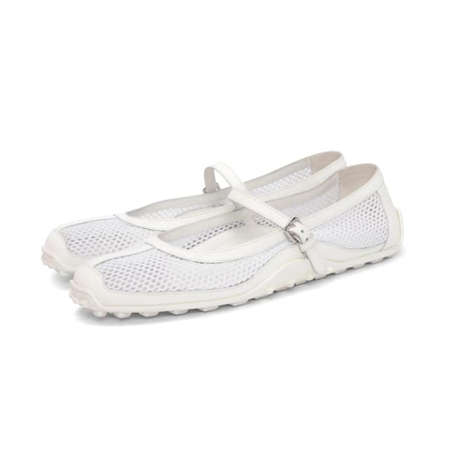 Hermès Mesh & Calfskin Kichu Ballerina Flats 41 in White Calfskin from Blue Spinach, photo 1 of 1