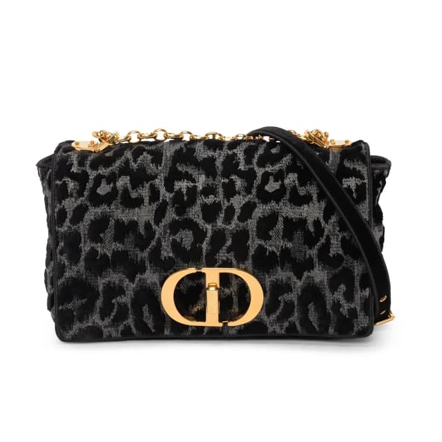 Dior Medium Caro Leopard Print Bag in Black Velvet from Blue Spinach, photo 1 of 1