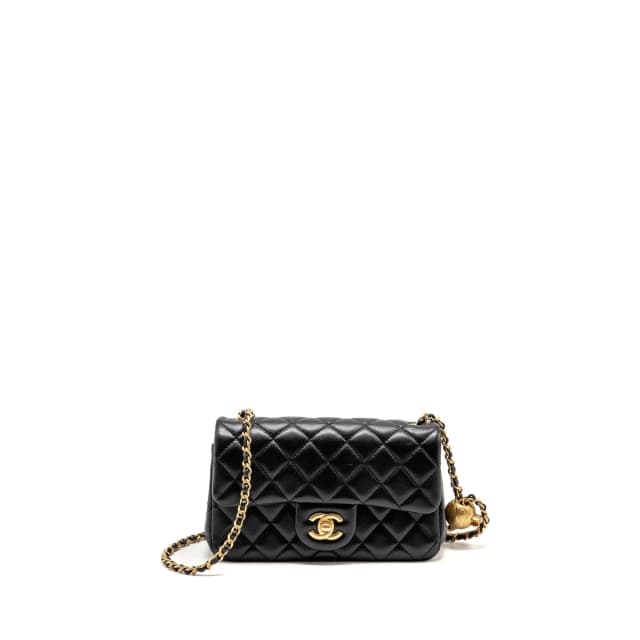 Chanel 24k pearl crush mini rectangular flap bag shiny lambskin black GHW (microchip) in Black Lambskin from EMIER, photo 1 of 1
