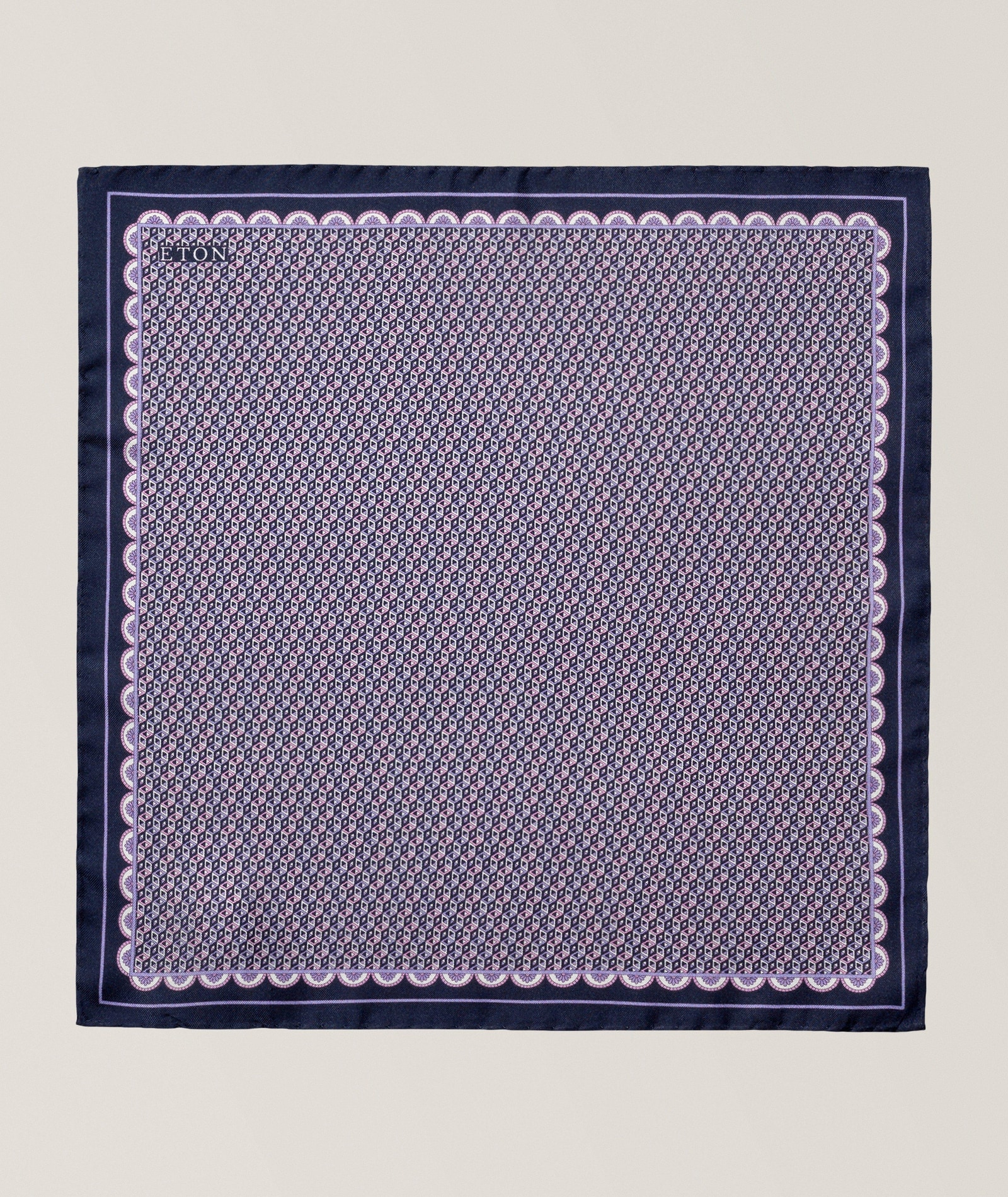 Eton Geometric Silk Pocket Square in Purple, image 1 of 1 from Harry Rosen
