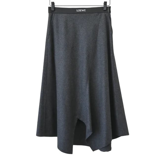 Loewe Charcoal Asymmetric Wool Cashmere Midi Skirt in Cashmere from Clotheshorse Anonymous, photo 1 of 1