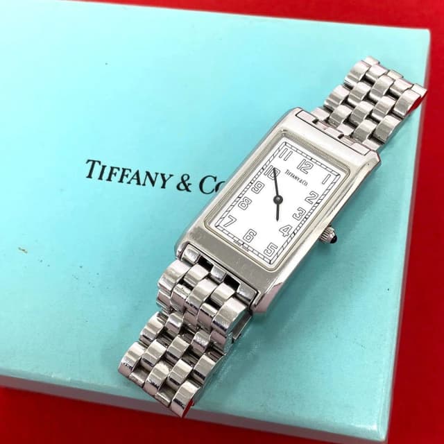 Tiffany & Co. Rectangular Stainless Steel Quartz Watch Wrist Silver in Silver from The Reluxe, photo 1 of 1
