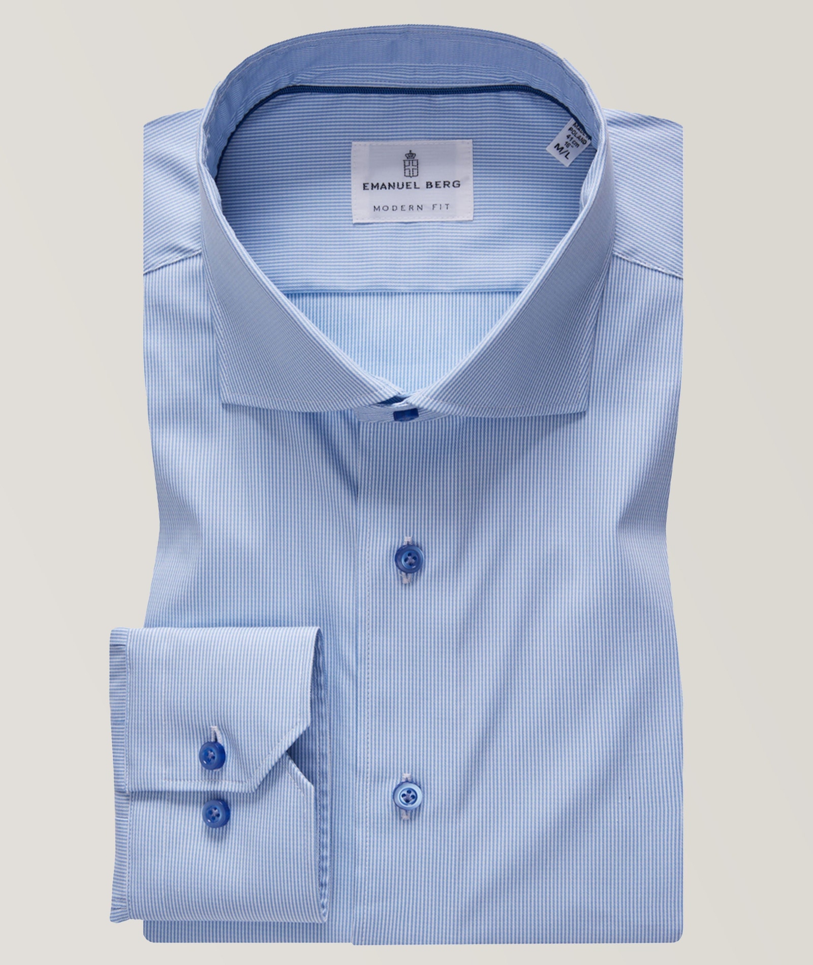 Emanuel Berg Luxury Dress Shirt in Blue Cotton blend, image 1 of 1 from Harry Rosen