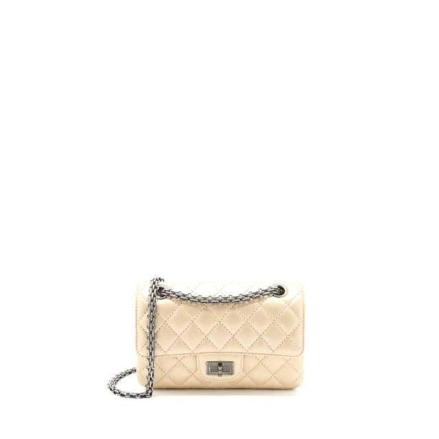 Chanel 2.55 Mini Reissue Flap Bag Lambskin Light Beige Ruthenium Hardware in Beige Lambskin from EMIER, photo 1 of 1