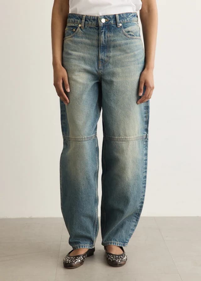 Ganni Tint Rigid Stary Jeans in Mid Blue Vintage, image 1 of 1 from Incu