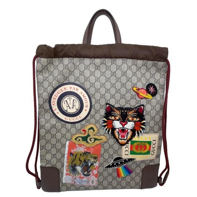 Gucci Courrier Drawstring GG Supreme Canvas Backpack Beige 473872 in Beige Canvas from Dallas Designer Handbags, photo 1 of 1