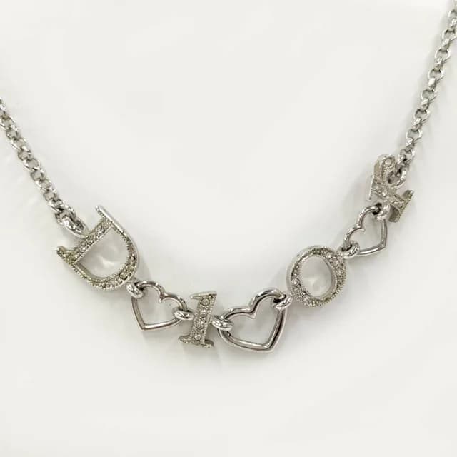 Dior Heart Charm Necklace Plated Silver in Silver from The Reluxe, photo 1 of 1