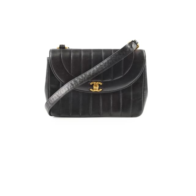 Chanel Vintage Vertical Diana Black - Series 2 in Black Lambskin from The Purse Affair, photo 1 of 1