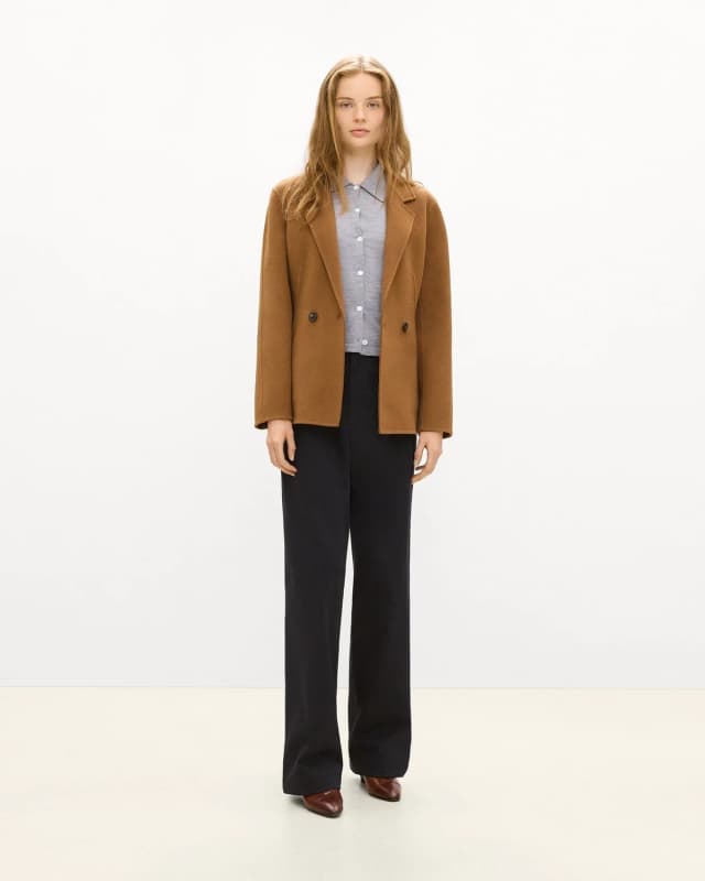 Theory Peplum Double-Breasted Blazer in Double-Face Wool-Cashmere, image 1 of 1 from Theory