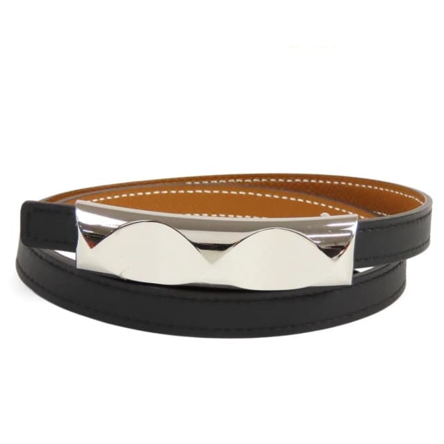 Hermès Belt Black Gold Silver Swift Epsom 70 in Black Epsom leather from The Reluxe, photo 1 of 1