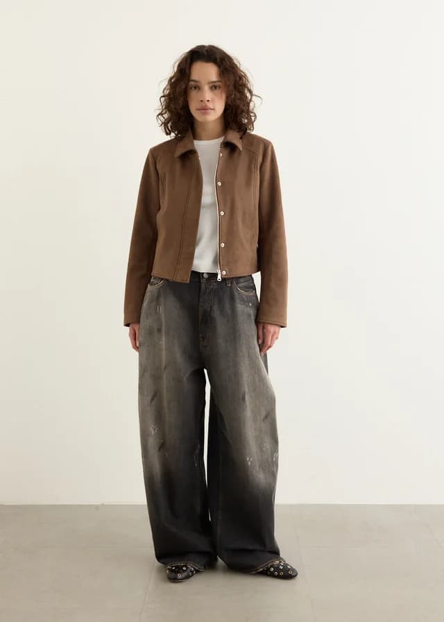 Incu Collection Tagore Suede Jacket in TAUPE, image 1 of 1 from Incu