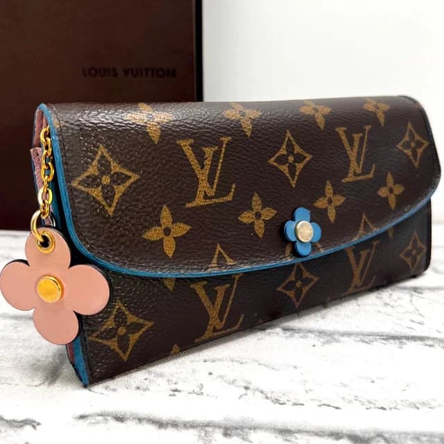 Louis Vuitton Monogram Portefeuille Emily Flower Charm Blue Wallet in Blue from The Reluxe, photo 1 of 1