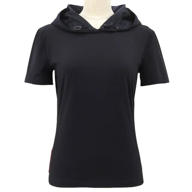 Prada Nylon logo hooded T-shirt #S Navy from VINTAGE QOO TOKYO, photo 1 of 1