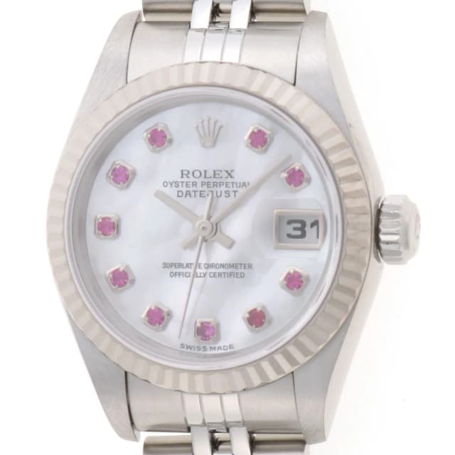 Rolex Datejust 26 Watch Stainless Steel 18k White Gold Ruby Shell Dial Automatic in White from The Reluxe, photo 1 of 1