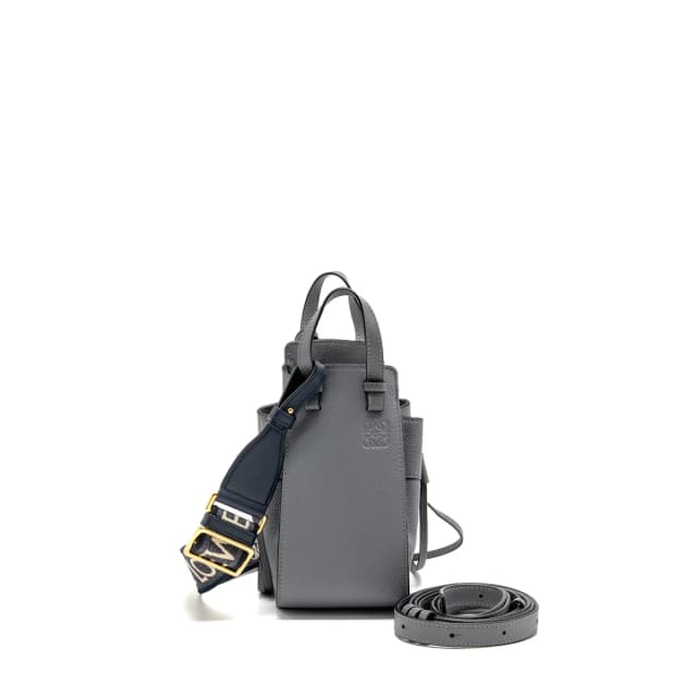 Loewe Mini Hammock Drawstring Bag Grained Calfskin Grey GHW in Grey Caviar leather from EMIER, photo 1 of 1