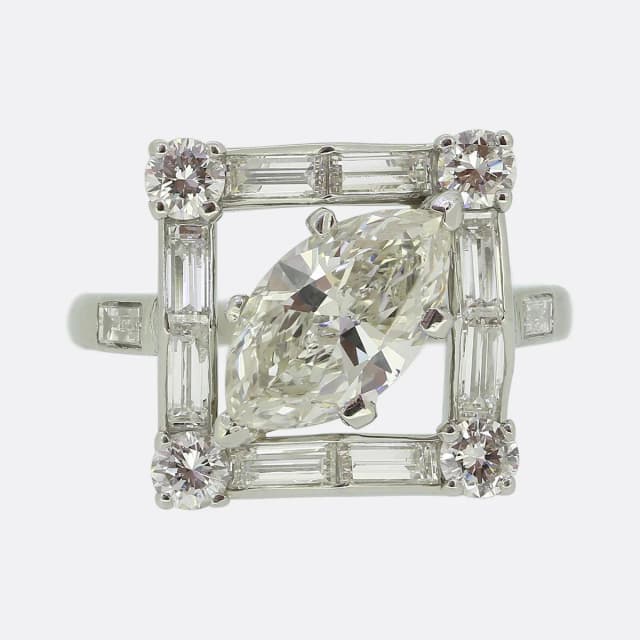 Vintage Monture Cartier Marquise Diamond Cluster Ring from The Vintage Jeweller, photo 1 of 1