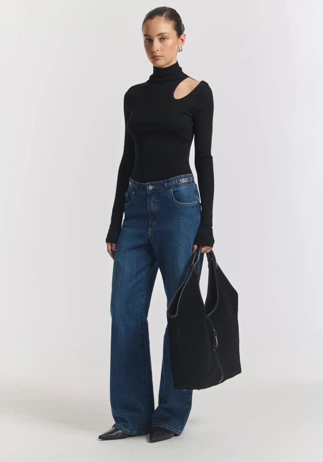 VIKTORIA & WOODS Sloane Merino Top in BLACK, image 1 of 1 from Viktoria & Woods
