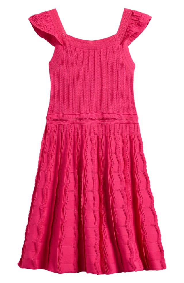 Reiss Kids' Erin Flutter Sleeve Rib Dress in Pink, image 1 of 1 from Nordstrom Rack