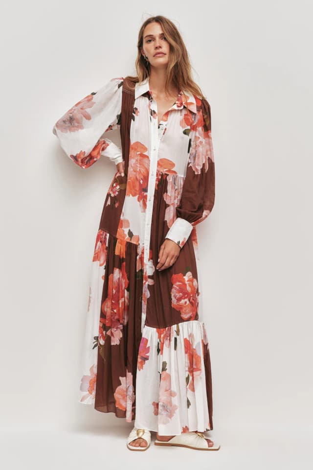 AJE Esprit Maxi Smock Dress in ROSA BOLD SPLICED, image 1 of 1 from Aje