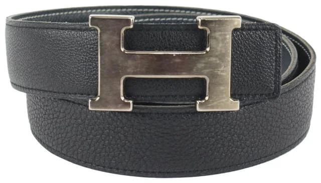 Hermès 32mm Reversible H Logo Belt Kit Matte Silver Black x Navy Blue in Black from Bagriculture, photo 1 of 1