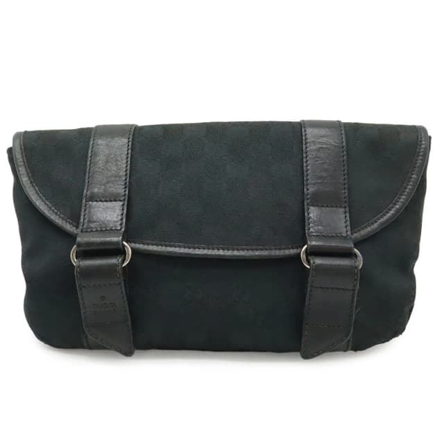 Gucci GG Canvas Belt Bag Waist Pouch Leather Black Silver in Black Canvas from The Reluxe, photo 1 of 1
