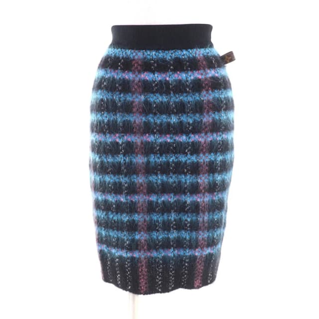 Louis Vuitton Mohair Blend Monogram Plaid Knee Length Knit Skirt Black in Black from The Reluxe, photo 1 of 1