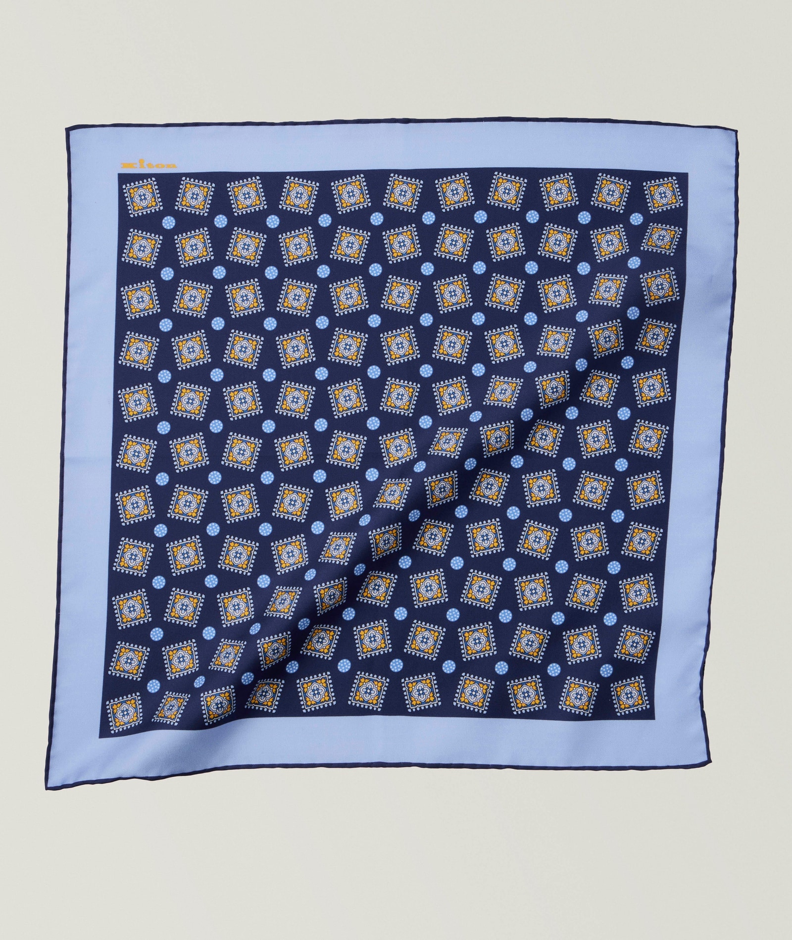 Kiton Geometric-Medallion Silk Pocket Square in Multicolor, image 1 of 1 from Harry Rosen